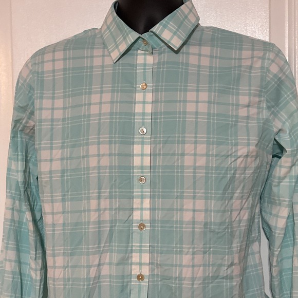 Peter Millar Tops - Peter Millar Women's LS Green Plaid Shirt Sz L Golf Pride Grips Logo